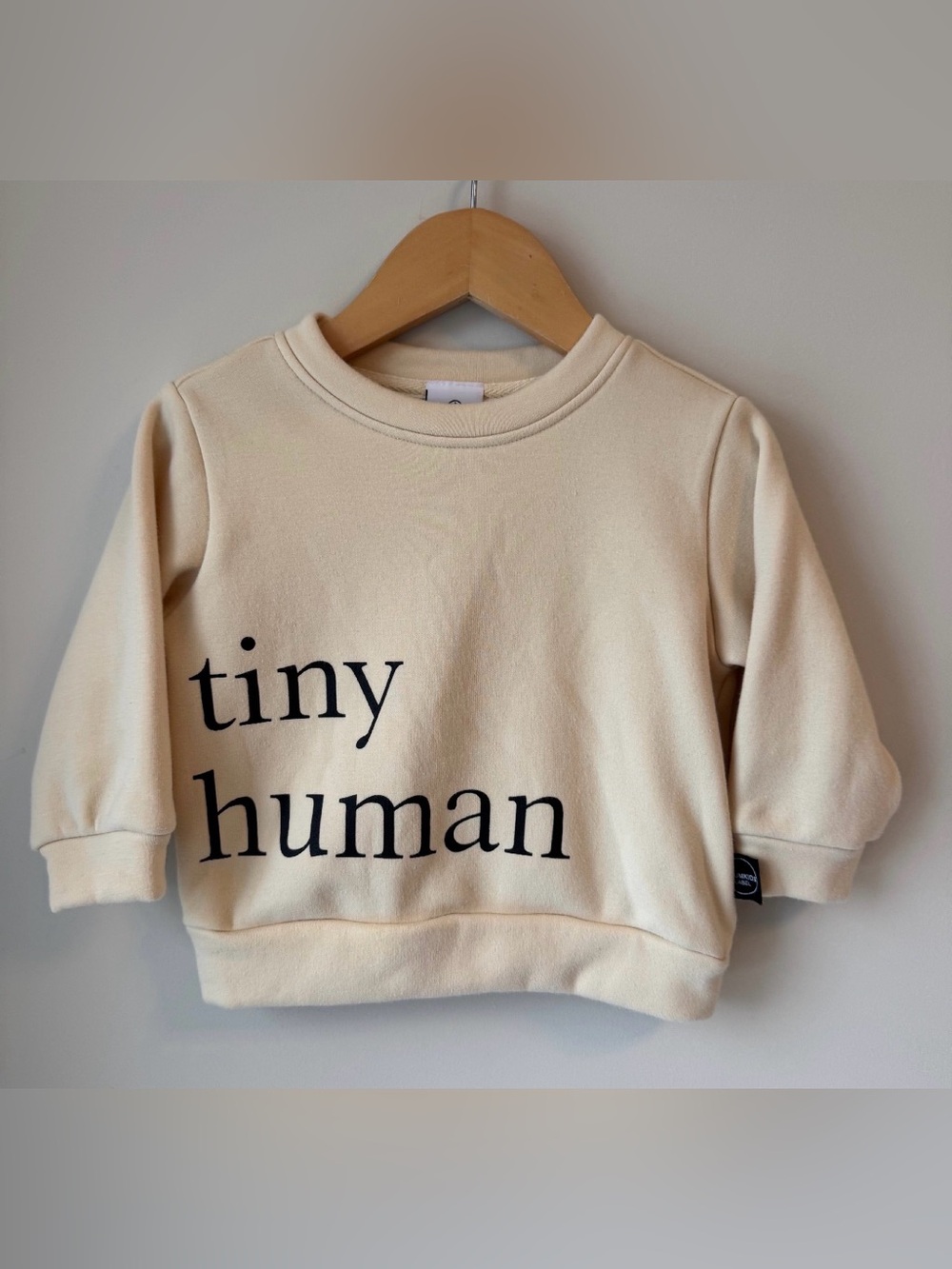Plumkids Cream 'Tiny Human' Pullover Sweatshirt 12-24M